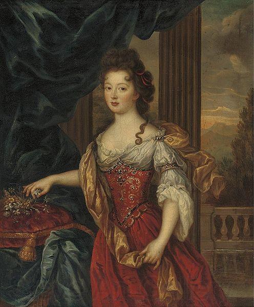 Pierre Mignard Marie Therese de Bourbon dressed in a red and gold gown Norge oil painting art